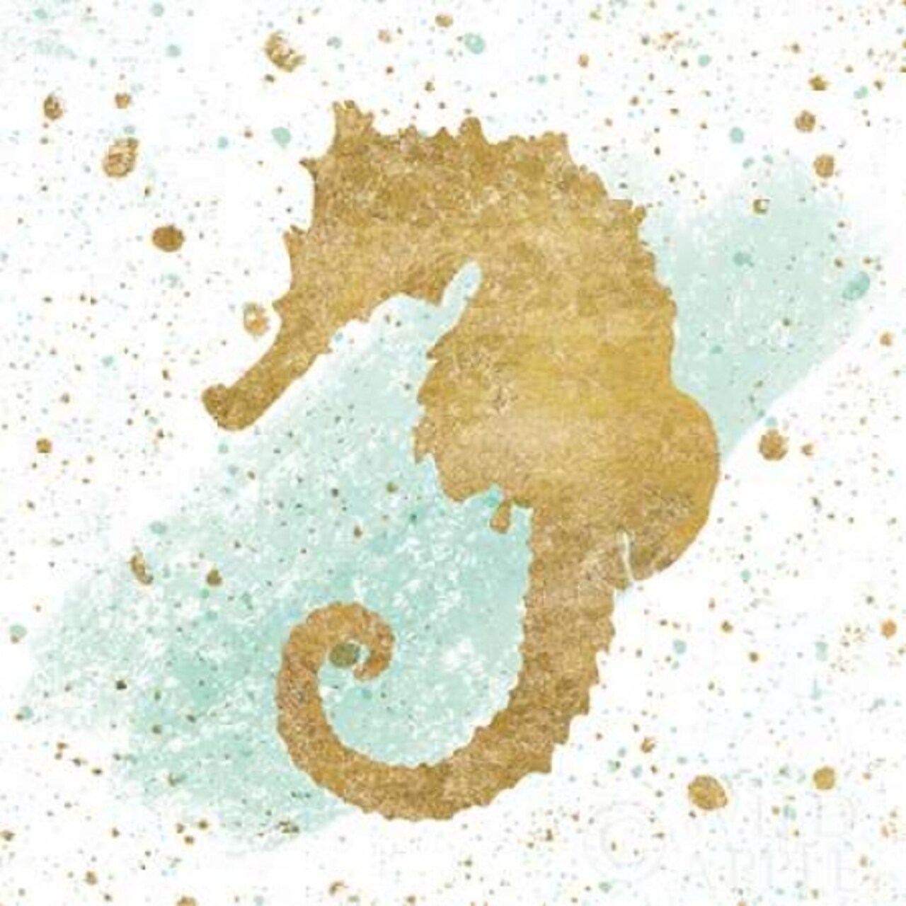 Silver Sea Life Aqua Seahorse Poster Print by Wild Apple Portfolio - Item # VARPDX29851